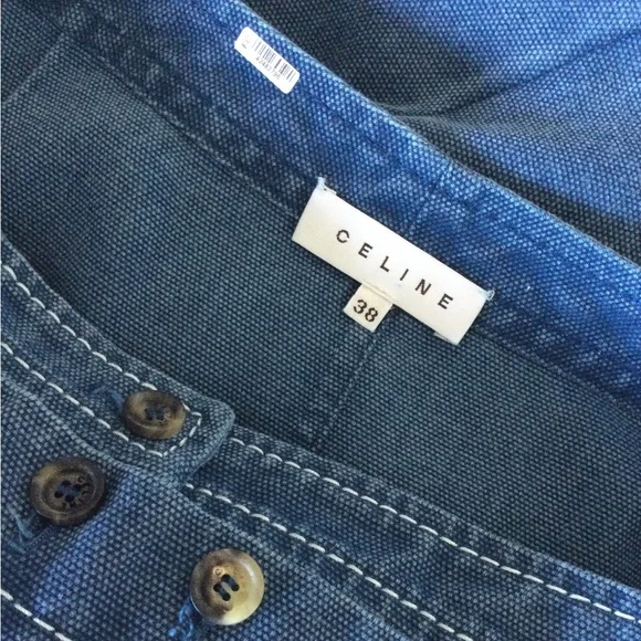 CELINE YACHTING TWILL DENIM CANVAS NAUTICAL BUTTON SKIRT SIZE 38 FRANCE - Picture 3 of 16